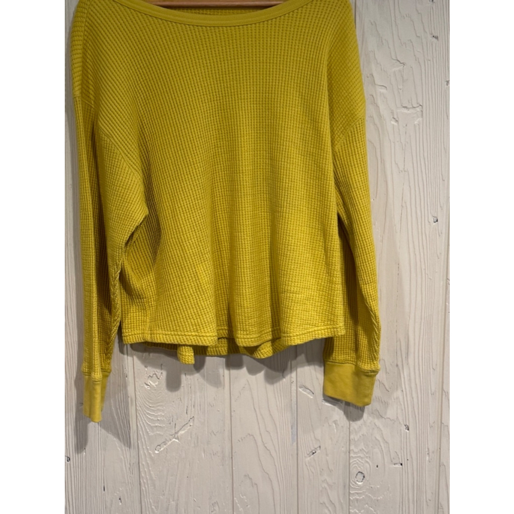 Gap Yellow Waffle Knit Long Sleeve Shirt Extra Large